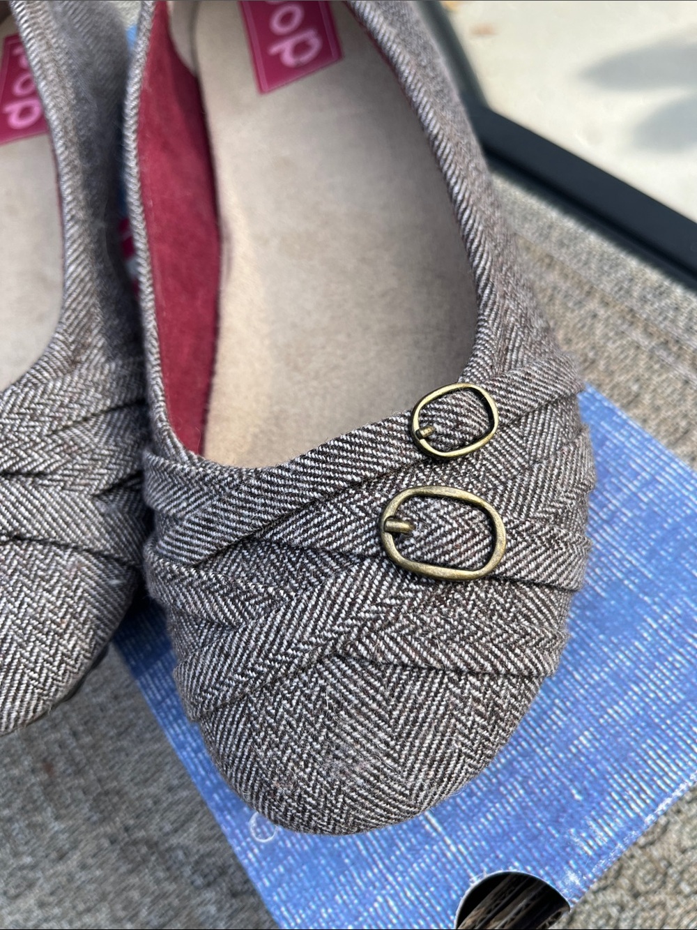 Brown Herringbone Slip-Ons Comfy JC Penney Size 9